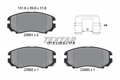 КОЛОДКИ ТОРМОЗНЫЕ ПЕРЕДНЯЯ 2389105/TEX