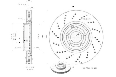 BREMBO DISKĄ STABDŽIŲ 2 ШТ. MERCEDES CLS 350 (218 