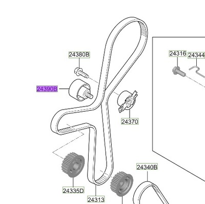 243902U020 HYUNDAI OE RITINĖLIS DIRŽELIO SKIRSTYMO SISTEMOS 