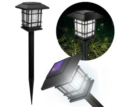 Lampa solarna domek lampka solarna wbijana xxl czarno-biała lampka solarna