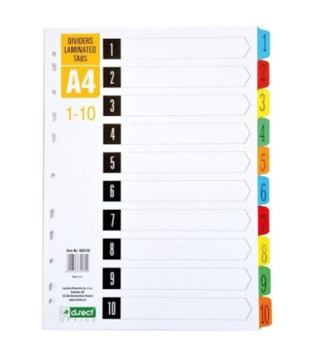 PRZEKŁADKI KARTONOWE 1-10 INDEX LAMINOWANY D.RECT