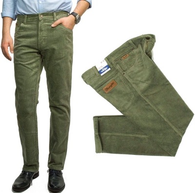 Wrangler Texas Dusty Olive męskie spodnie sztruks W34 L30