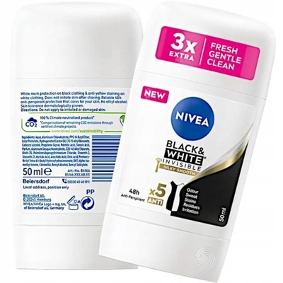 NIVEA WOMAN SZTYFT BLACK WHITE INVISIBLE SILKY 48h