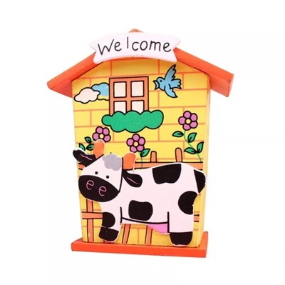 Drewniana Skarbonka Domek dla Dziecka Krowa