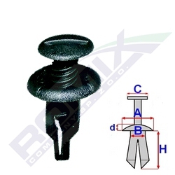 ШТИФТ ДЮБЕЛЬ УНІВЕРСАЛЬНИЙ HONDA / MAZDA / MITSUBISHI / TOYOTA (10SZT.) RO