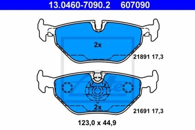 ATE 13.0460-7090.2 КОЛОДКИ ГАЛЬМІВНІ ЗАД BMW 5 (E39) 2,0-4,4 95-04