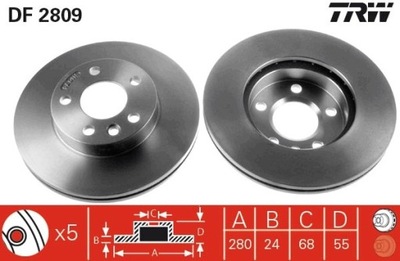 2X DISCO DE FRENADO VW PARTE DELANTERA T4 96- DF2809  