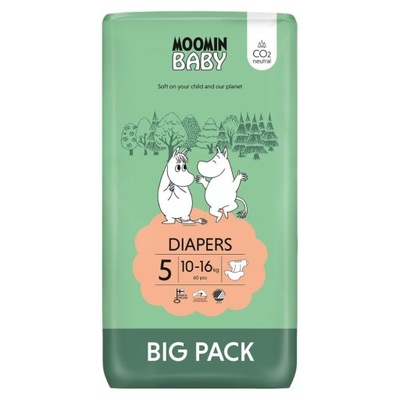 Muumi MOOMIN Baby, Pieluszki 5 MAXI (10-16kg) 60 szt. BIG PACK