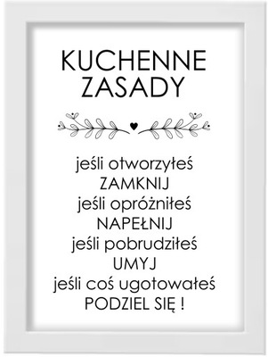 PLAKAT OBRAZEK DO KUCHNI KUCHENNE ZASADY