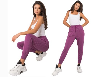 Spodnie DRESY FITNESS dresowe c.fiolet F388 S/M