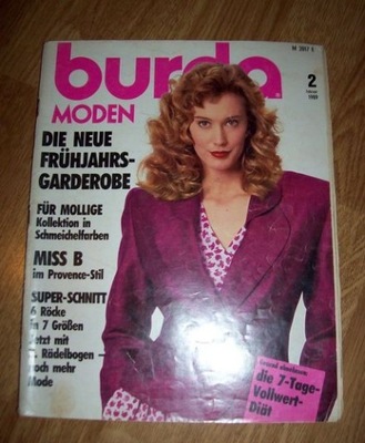 Burda moden luty 1989 -unikat - wykroje