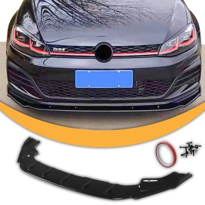 Накладка бампера спліттер vw golf 7 vii 7.5 gti gtd r r-line чорний блиск фото №1