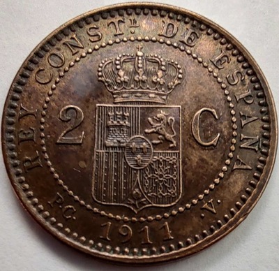 1566 - Hiszpania 2 centymy, 1911