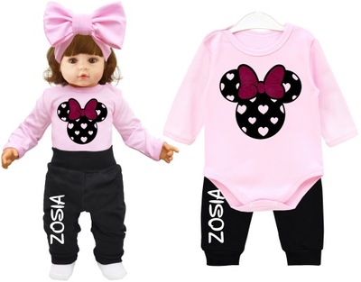 Komplet body spodnie Myszka Minnie IMIĘ r. 80