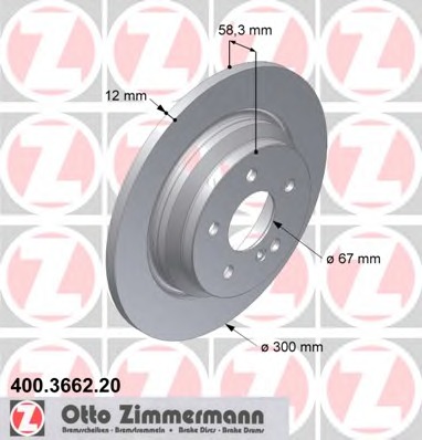 ZIMMERMANN MERCEDES S W221 300MM ДИСКИ ТОРМОЗНЫЕ ЗАД 400.3662.20