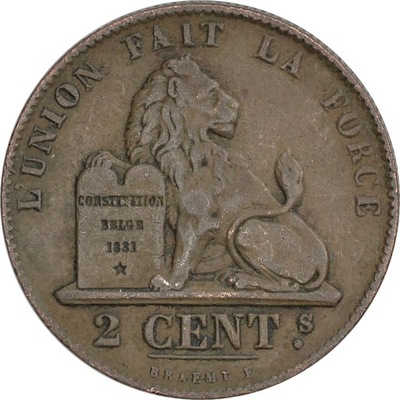 2.BELGIA, LEOPOLD I, 2 CENTIMY 1864