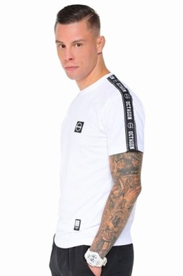 T-shirt Octagon stripe white biały classic - XXL