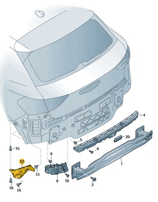НАПРАВЛЯЮЧА КРОНШТЕЙН КРОНШТЕЙН ЗАДНЬОГО БАМПЕРА ПРАВЕ СТОРОНА AUDI A1 ASO
