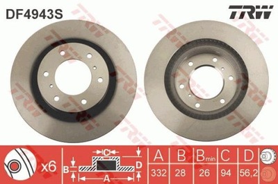 DISKU HAM./PRZ/ MITSUBISHI PAJERO 3,2DI D 07- @332X28 