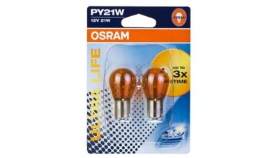 121627 OSRAM LUZ 12V PY21W 21W BAU15S /POMARANCZOWA/ ULTRA LIFE /3 AÑOS  