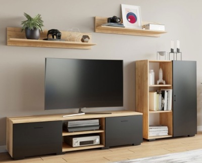 MEBLOŚCIANKA DO POKOJU KOMODA SZAFKA RTV 2 PÓŁKI