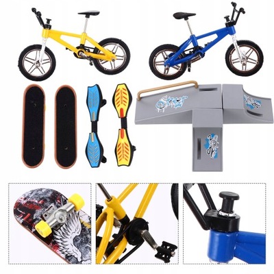 FINGERBOARD PLASTIKOWA RAMPA SKATEPARK ZESTAW 4 DESKOROLKI 2 ROWERY DLA DZI