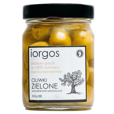 Oliwki zielone PREMIUM - z migdałami IORGOS, 350g