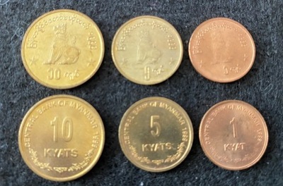 MYANMAR zestaw 3 monet