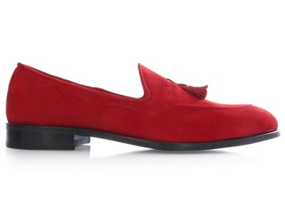 Czerwone wsuwane buty męskie - loafersy T149 r. 45