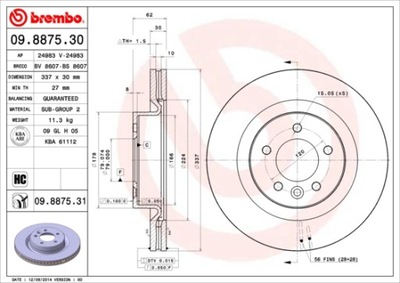 BREMBO 09.8875.31 ДИСК ГАЛЬМІВНИЙ