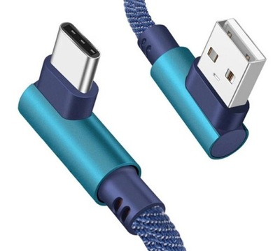 KĄTOWY KABEL PRZEWÓD USB USB-C TYP-C QC 2A OPLOT ŁADOWANIE 1m
