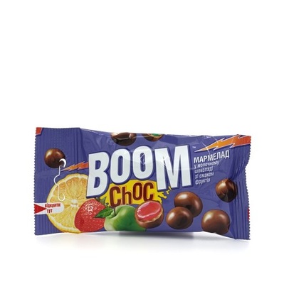 Drażetki w czekoladzie Marmolada w mlecznej czekoladzie BOOM CHOC 45g