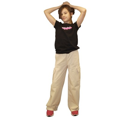 Spodnie BOJÓWKI CARGO dziewczęce ecru - 152 (11 lat)