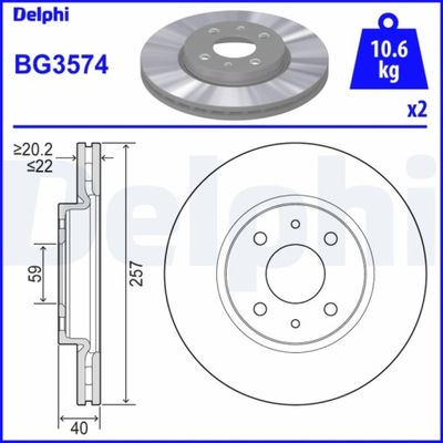 DELPHI BG3574 DISCO DE FRENADO  