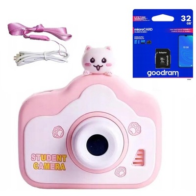 Aparat cyfrowy dla dzieci kotek 12mpx 1080p kamera prezent dla dziecka