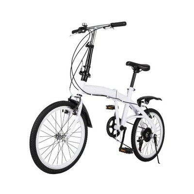 Biely 7-rýchlostný skladací bicykel z uhlíkovej ocele 20 palcov