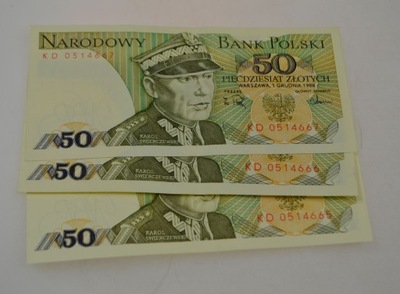 Polska - banknot - 50 Złotych - zestaw 3 banknotów - kolejne numery