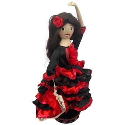 Figurka lalka cyganka w sukience drewniana 38 cm