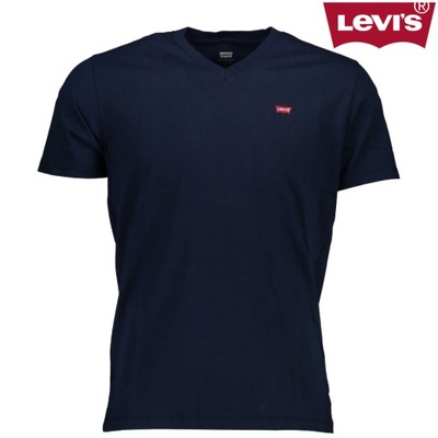 T-SHIRT MĘSKI LEVI'S V-DEKOLT GRANATOWY R. M