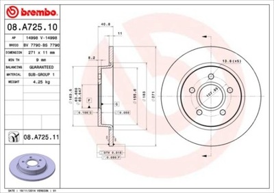 DISCO DE FRENADO PARTE TRASERA UV FOCUS 2011->  