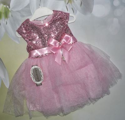 Piękna okolicznościowa sukienka tiul cekiny 3 lata