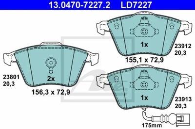 13.0470-7227.2 КОЛОДКИ HAM.CERAMIC ПЕРЕДНЯ AUDI TT 06-ДАТЧИК