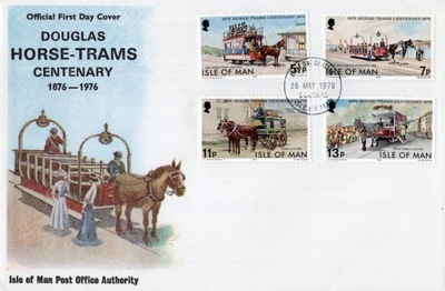 ISLE OF MAN- 100-lecie tramwajów konnych, 4zn., FDC# 1976