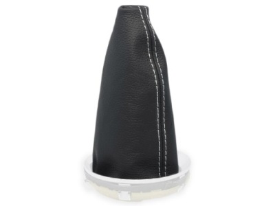 Mini cooper r56 r55 чехол переключения передач черная кожа белый нити фото №1