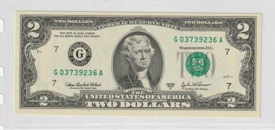 2 $ TWO DOLLARS USA 2003A SERIA G CHICAGO UNC