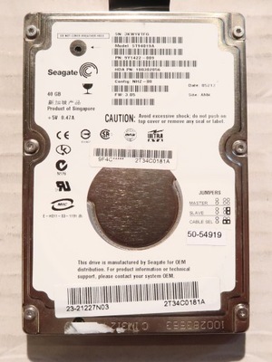 Dysk 2,5' 40GB IDE PATA SEAGATE ST94019A