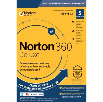 Symantec Norton 360 Deluxe 5 st. / 12 miesięcy