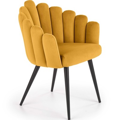 Krzesło K410 Musztardowy Dekoracyjne Tapicerowane