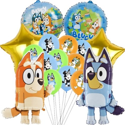 Zestaw balonów BLUEY BINGO pieski urodziny 18 szt