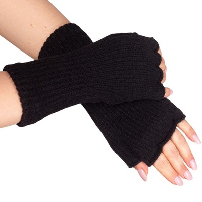 Rękawiczki damskie RĘKAWICE ZIMOWE DLA NASTOLATKI bez palców MITENKI czarne